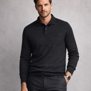 Scott Barber Men’s 100% Merino Wool Knit Cardigan Sweater | Made in Italy | XL